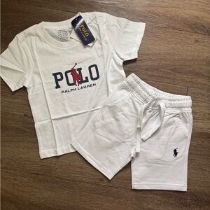 Kids Polo White Short Sets